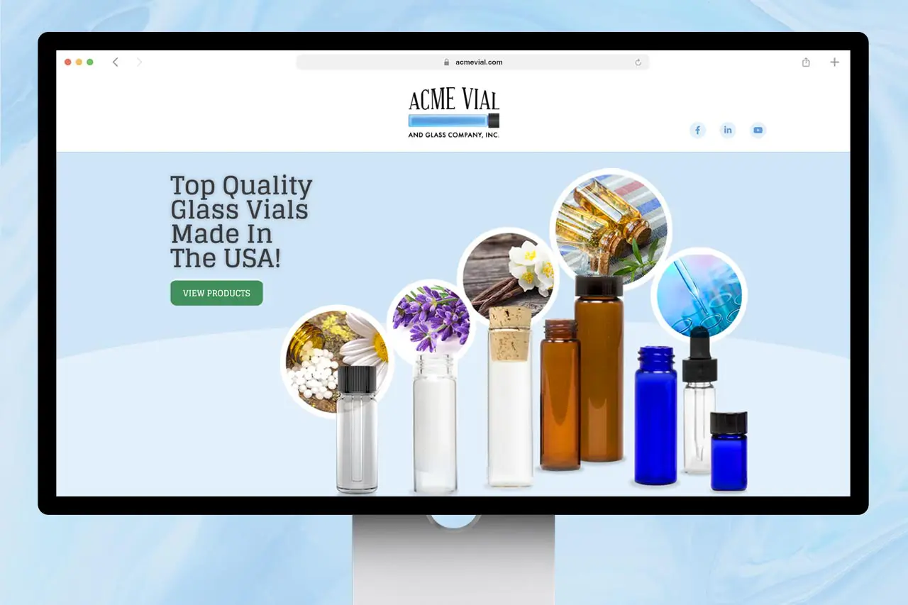 Screen shot of Acme Vial Website