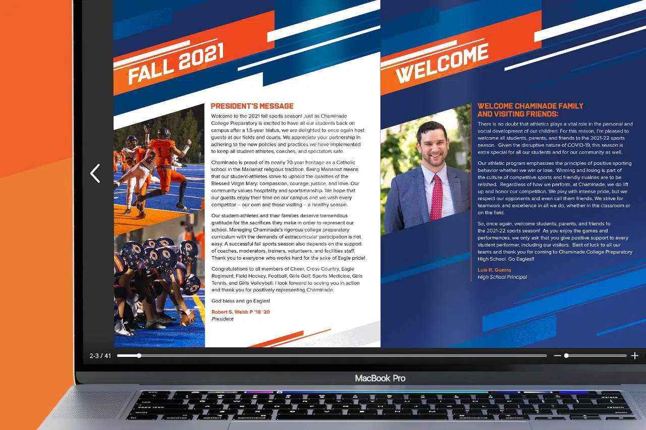 Graphic Design for Chaminade College Prep football Brochure