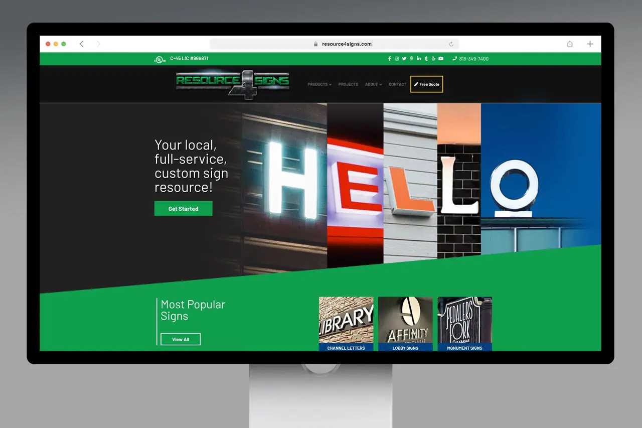Screen Shot of Resource4Signs website
